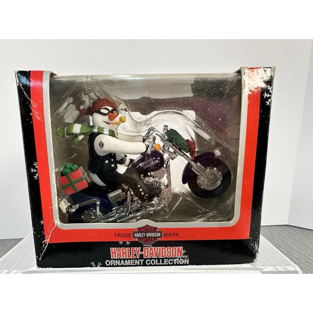 HARLEY-DAVIDSON Motorcycle Christmas Ornaments LOT of 3 (2 Snowman and 1 Elf)